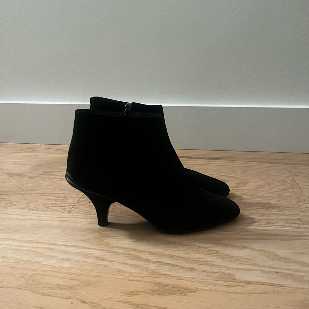 Prada Black Suede Kitten Heel Ankle Boots Booties UK Size 35